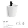 Wall Mounted Washbasin Oval Round Single Hole White dimension