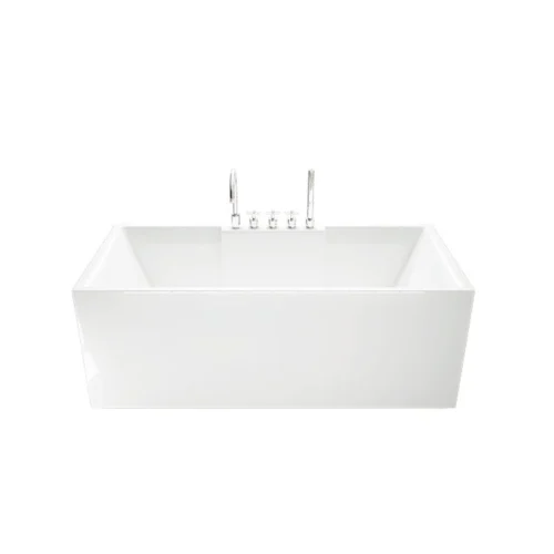 Acrylic Rectangular Bathtub Floor Freestanding White 58 Inch