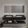 Stone Floating Vanity With Sink LED Mirror Combo