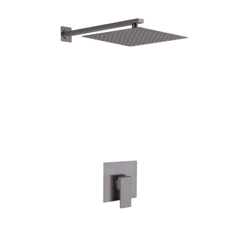 Wall Mount Rain Shower Head and Valve Gray Chrome