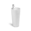 Small Wash Basin with Pedestal Round Ceramic White