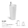 Small Wash Basin with Pedestal Round Ceramic White dimensions