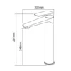 Chrome and Brass Material Bathroom Faucet in UAE dimensions