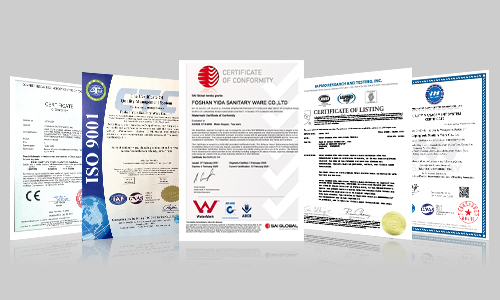 International product certifications: CE, cUPC, WATERMARK, SASO