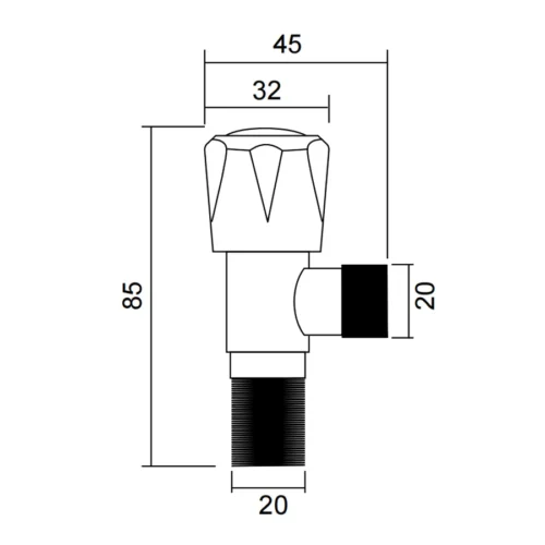 Pneumatic Angle Seat Valve Factory dimensions