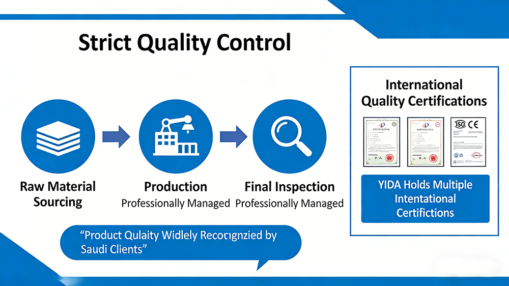 YIDA Strict Quality Control Process, International Quality Standard Inspection