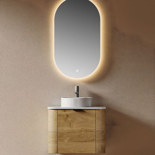 My 8825 590mm Wall Mounted Bathroom Vanity Unit With Led Mirror, Pvc Material, Ceramic Countertop Basin (3)