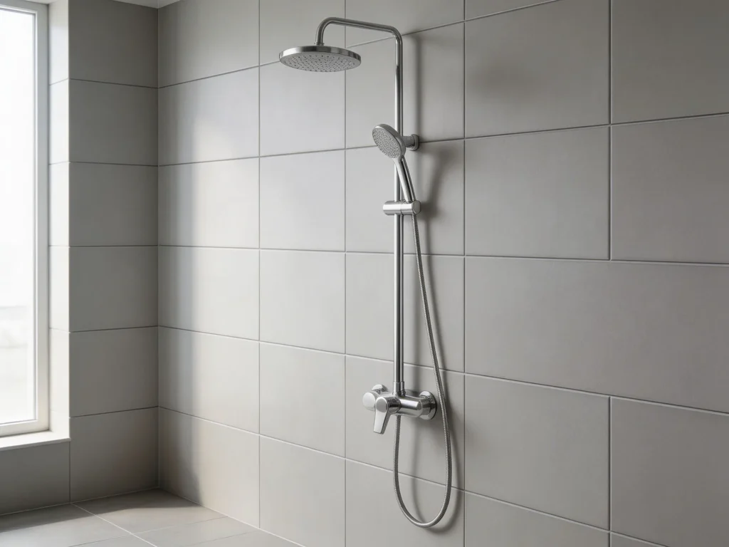 Exposed Shower System Installed Bathroom