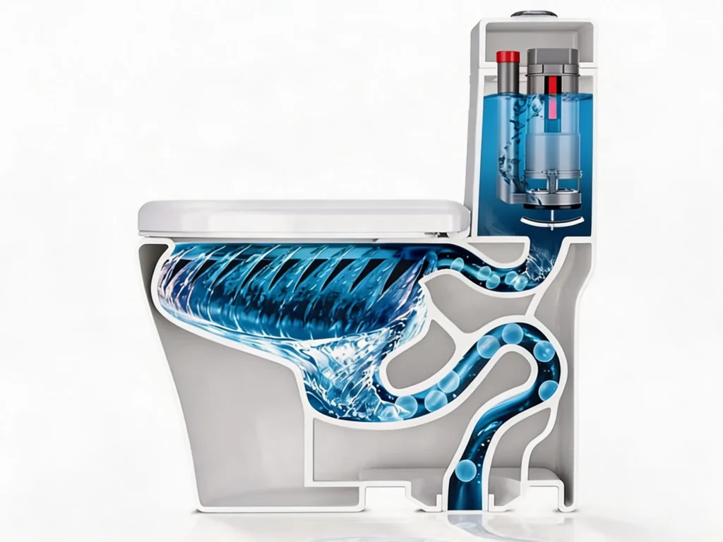 Siphonic Toilet Cutaway Flush Diagram