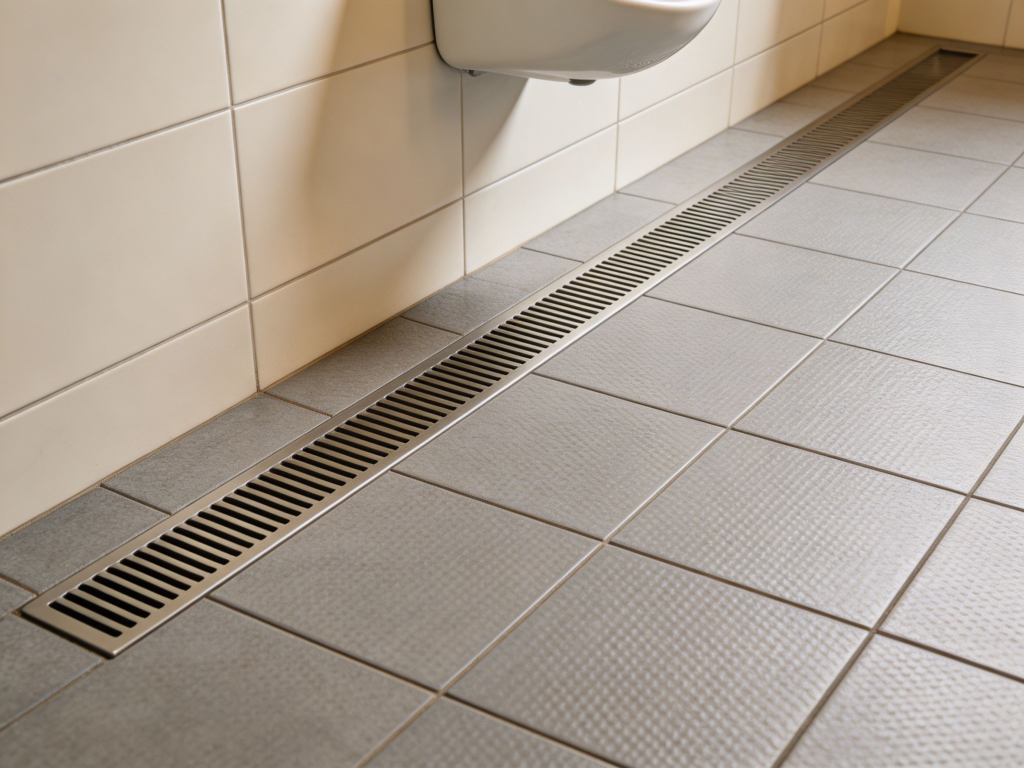 Trench Drain Front Of Urinal Bank Commercial