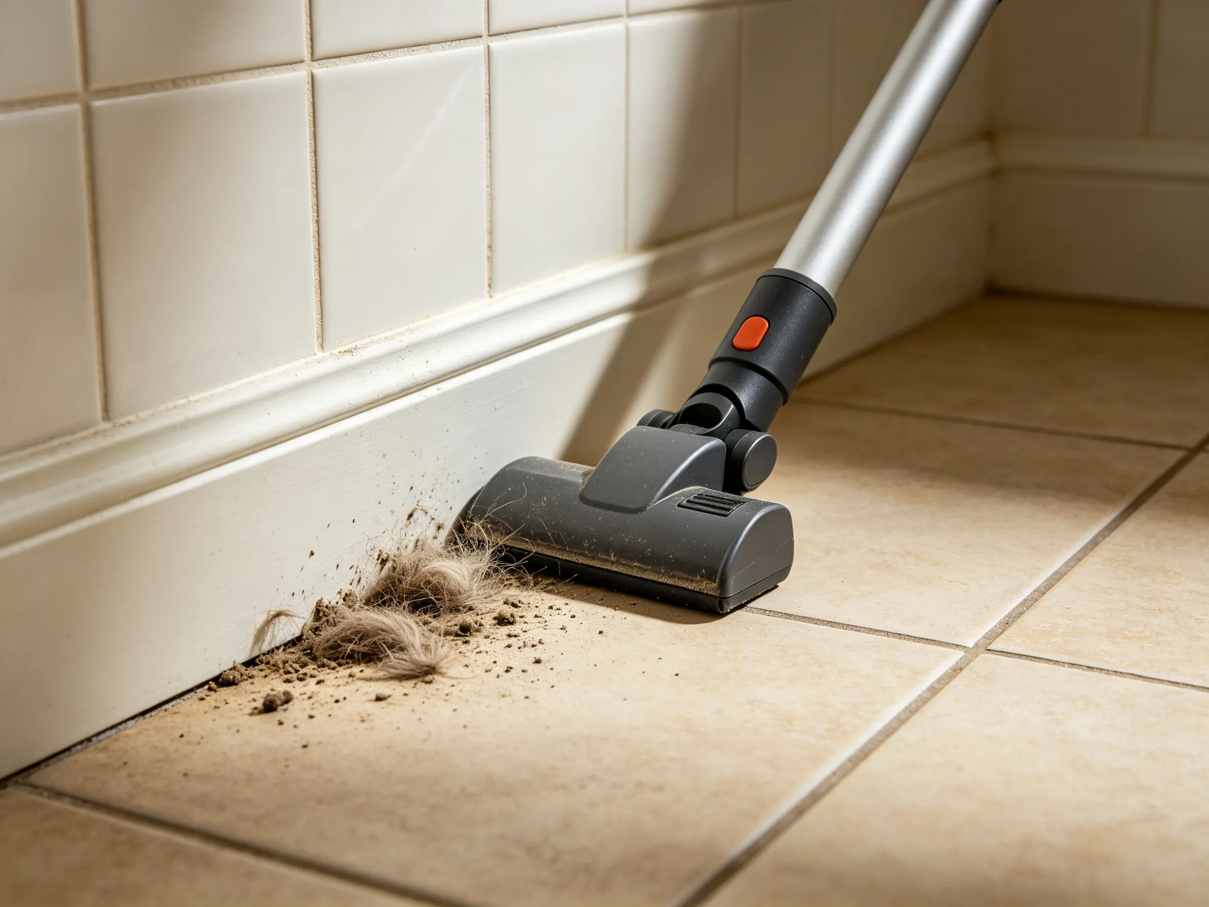 Vacuuming Bathroom Corner Skirting