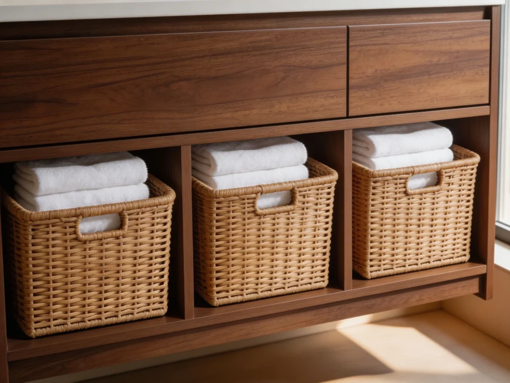 Woven Basket Storage Vanity Lower Section