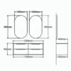 Yida 1200mm Double Sink Vanity And Mirrors Dimensions Line Drawing