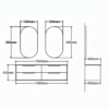 Yida 1500mm Double Sink Vanity And Mirrors Dimensions Line Drawing