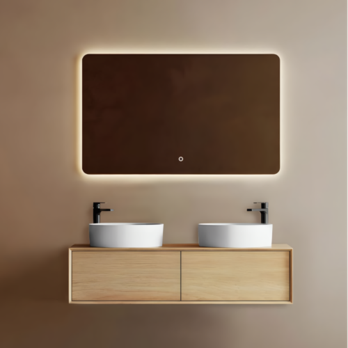Yida 1500mm Double Sink Wall Mounted Vanity With Large Led Mirror Main