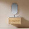 Yida Ash Wood Single Sink Wall Mounted Vanity With Oval Led Mirror Main