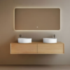Yida Double Sink Wall Mounted Vanity With White Vessel Basins And Led Mirror