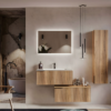 Yida F5198 Fluted Wood Wall Mounted Bathroom Vanity Set With Side Cabinet Main