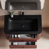 Yida Redwood Fluted Vanity Black Basin And Drawers Top View