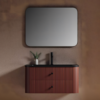 Yida Redwood Fluted Wall Mounted Vanity With Rectangular Led Mirror Main