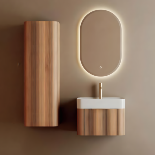Yida Yd25001 55 Fluted Wood Wall Mounted Vanity Side Cabinet Led Mirror Main View
