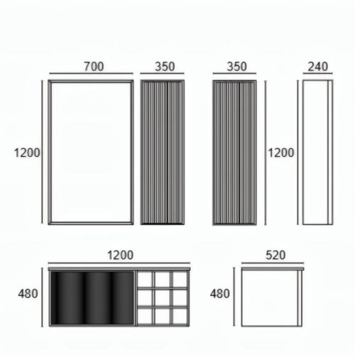 Yida Yd25007 120 Bathroom Vanity Full Set Dimensions