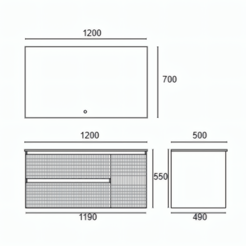 Yida Yd25012 120 Wall Mounted Vanity And Mirror Dimensions Line Drawing