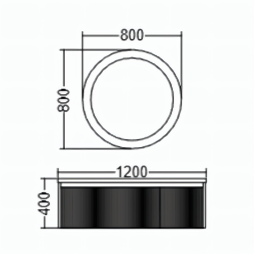 Yida Yd503 120 1200mm Vanity Round Mirror Dimensions Line Drawing
