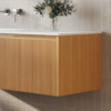Yida Yd503 Fluted Wood Vanity With Round Mirror Angled View