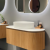 Yida Yd516s Curved Wood Vanity Cabinet With White Basin Corner View