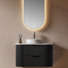 Yida Yd8815 Black Fluted Wall Mounted Single Sink Vanity With Led Mirror