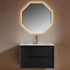 Yida Yd8841 Black Grid Texture Wall Mounted Vanity With Octagonal Led Mirror