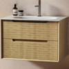 Yida Yd8841 Light Wood Grid Texture Vanity White Basin Detail