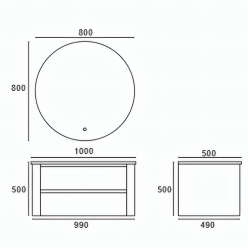 Yida Yd8850 1000mm Wall Hung Vanity And Round Mirror Dimensions