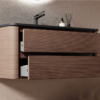 Yida Yd8850 Dark Brown Horizontal Slats Cabinet Drawers Open Detail