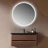 Yida Yd8850 Dark Wood Wall Mounted Vanity With Round Led Mirror Main