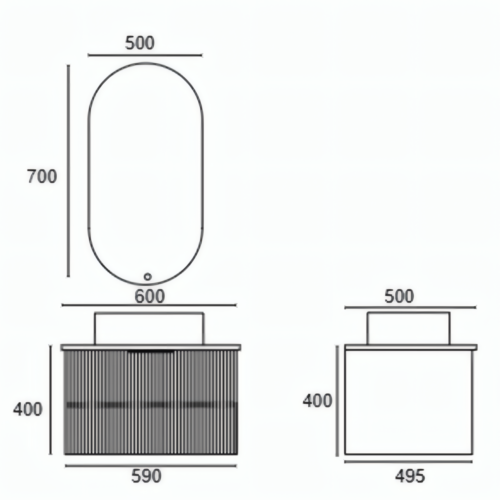 Yida Yd8852 600mm Wall Hung Vanity And Oval Mirror Dimensions