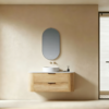 Yida Yd8901 Ash Wood Wall Mounted Single Sink Vanity With Led Mirror Main
