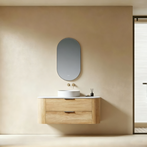 Yida Yd8901 Ash Wood Wall Mounted Single Sink Vanity With Led Mirror Main