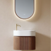 Yida Yd8907 Dark Wood Fluted Wall Mounted Vanity With Oval Led Mirror