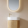 Yida Yd8907 Light Wood Fluted Wall Mounted Vanity With Oval Led Mirror