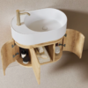 Yida Yd8907 Natural Wood Arc Cabinet Wall Mounted Vanity Storage Detail