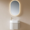 Yida Yd8907 White Fluted Wall Mounted Vanity With Oval Led Mirror Front