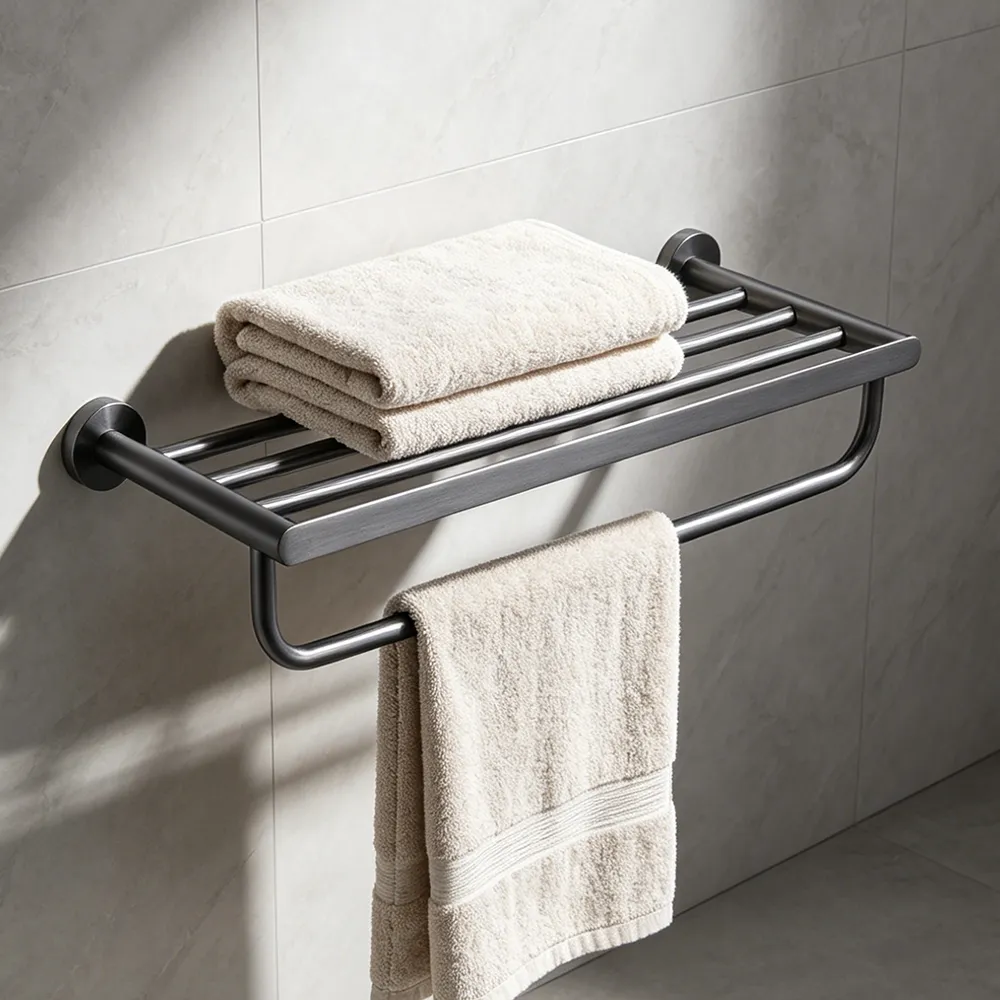 Yida Bath Black Bathroom Accessories Set (Towel Rack, Hooks, Toilet Paper Holder)