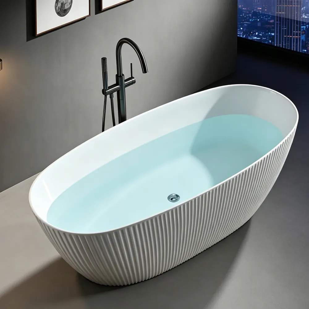 Yida Bath Oval White Acrylic Freestanding Bathtub