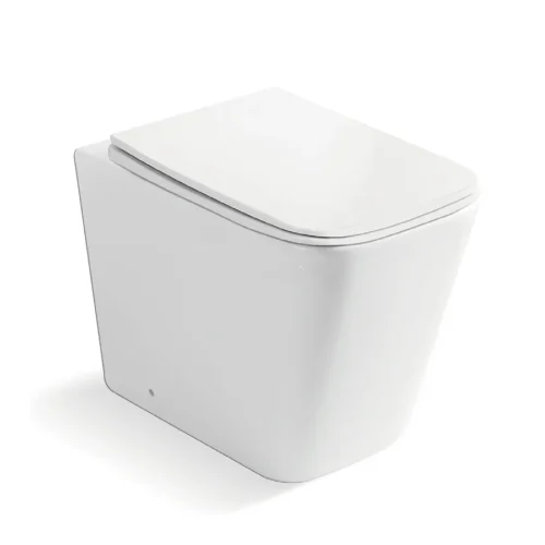 Compact Square Floor Mounted Rimless Toilet Concealed Tank Wall Drain Wc With Soft Closing Seat
