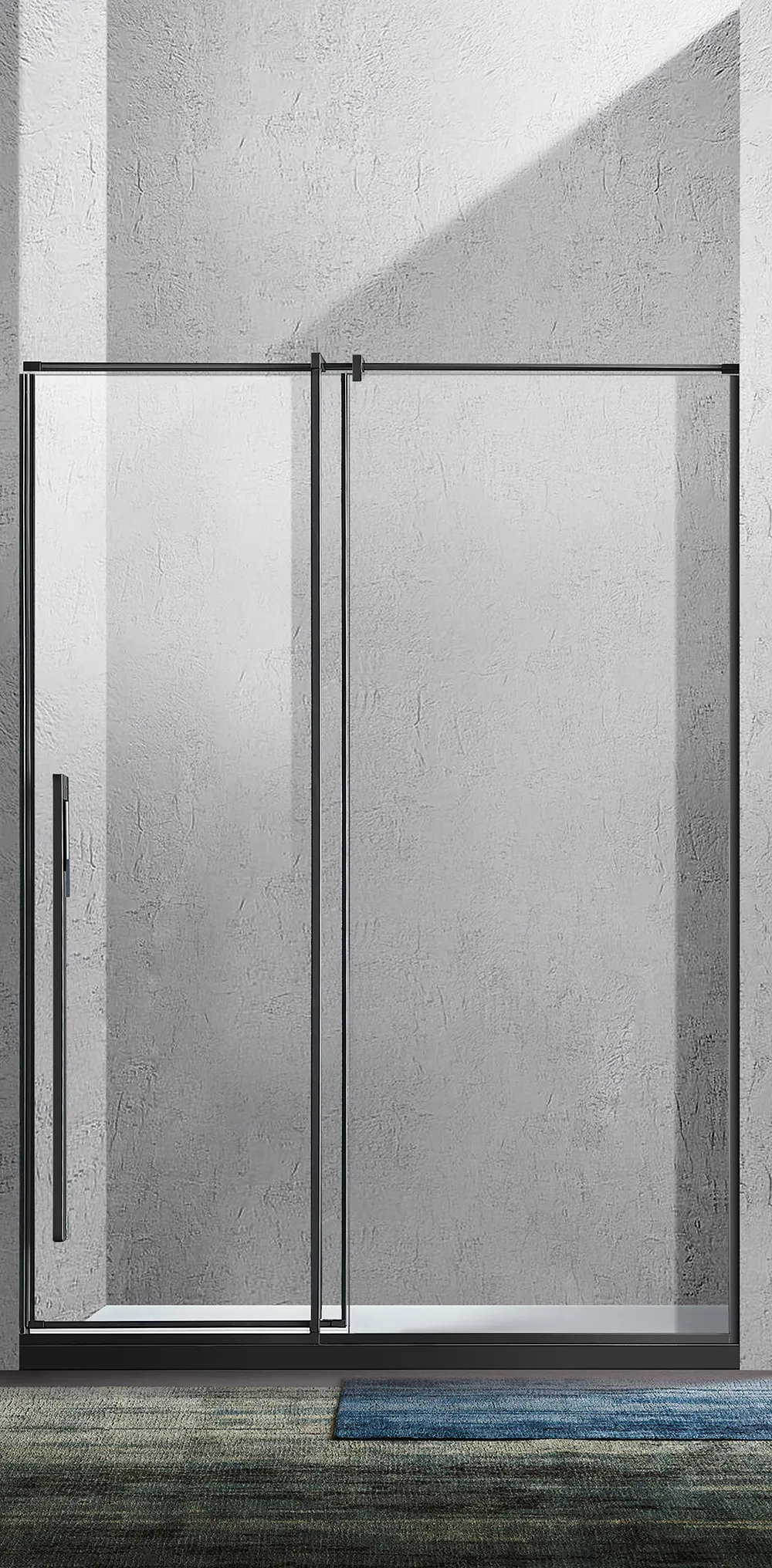 Yida Bath Black Frame Sliding Shower Door Glass Enclosure