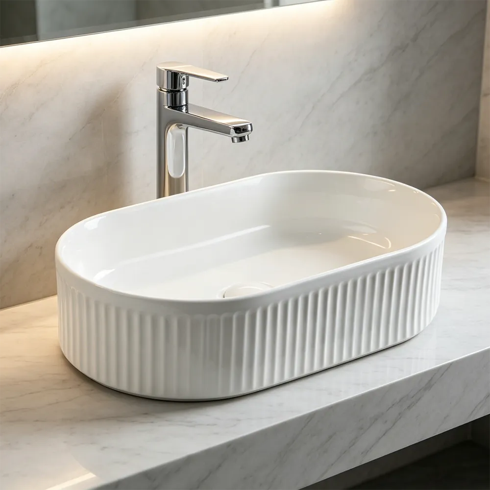 Yida Bath Oval White Ceramic Countertop Wash Basin