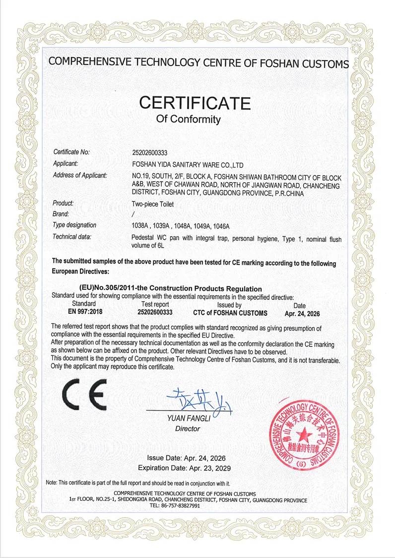 Yidabath Two Piece Toilet Ce Certificate Yidabath Two Piece Toilet Ce Certificate