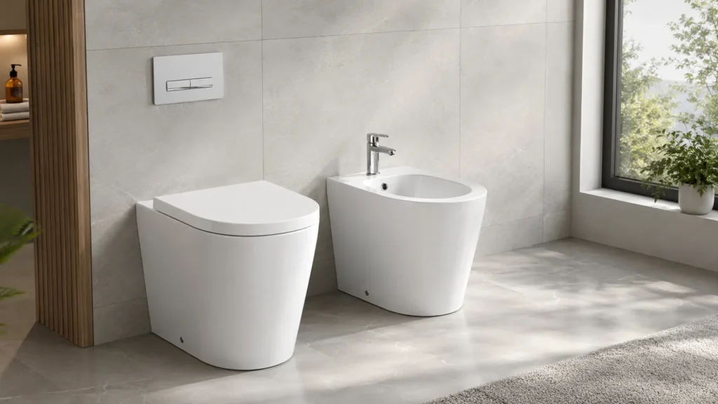 Bidet Toilet Set Floor Mounted Bathroom Installed